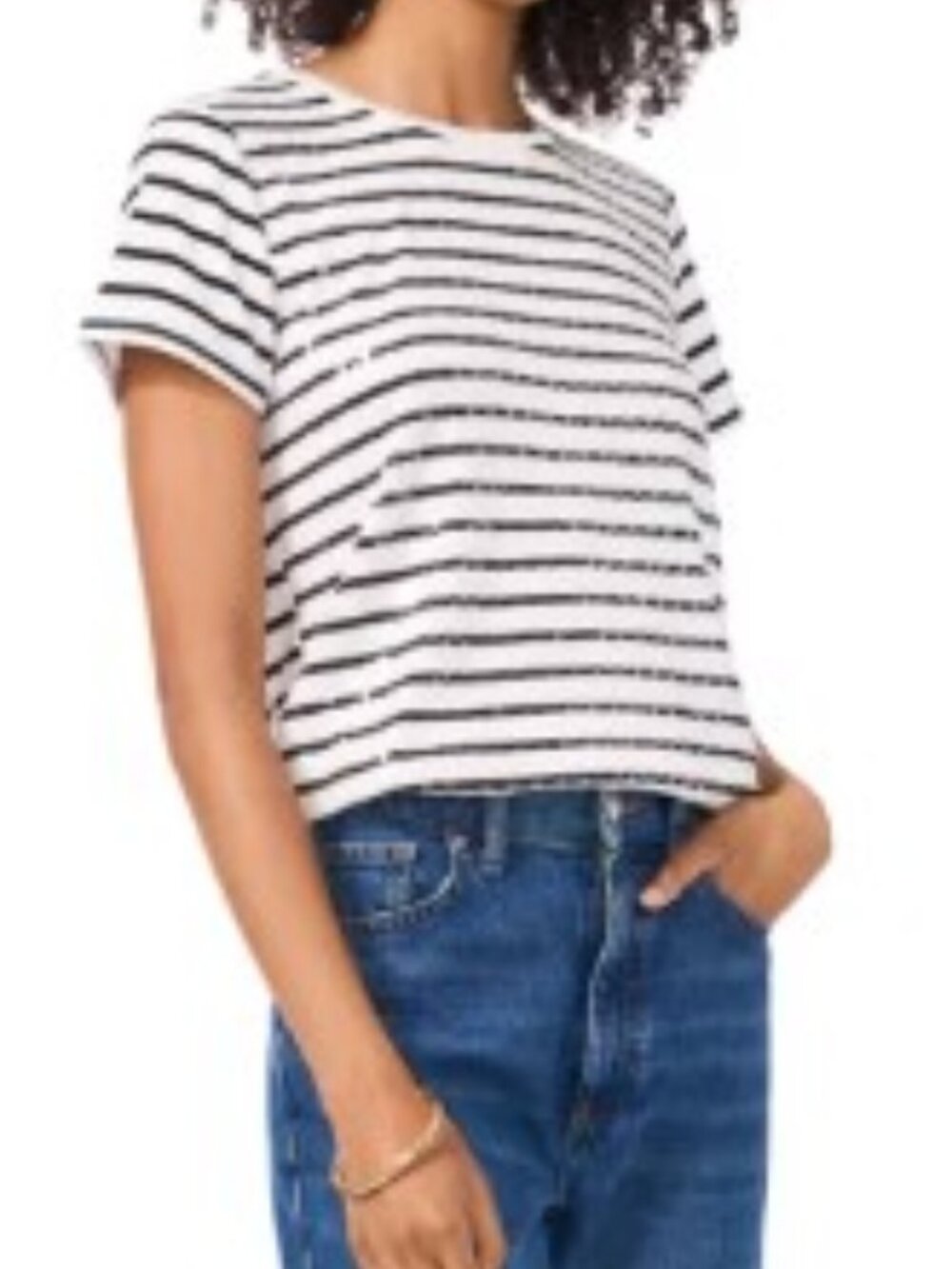 Vince Camuto Short Sleeve Sequin Stripe T-shirt NWT